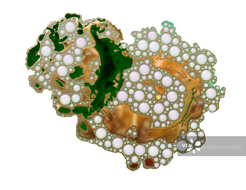 金色液体分子与白色小气泡图片素材