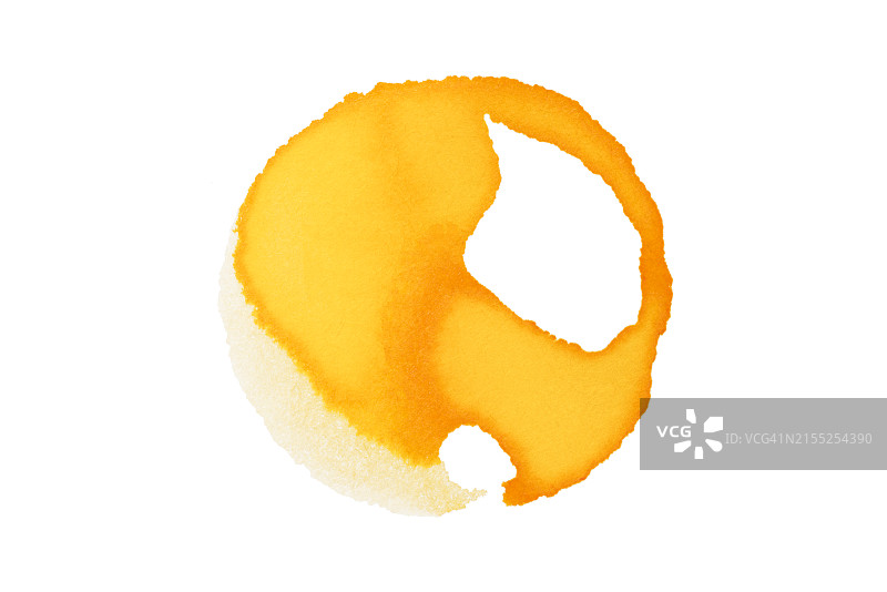 白色背景上的圆形黄色水彩斑点图片素材