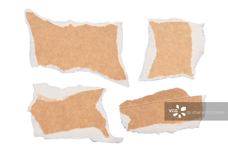 撕裂不规则棕色纸白色边缘图片素材