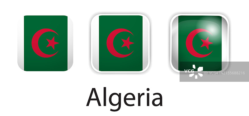 阿尔及利亚国旗矢量图标（圆角方形）图片素材