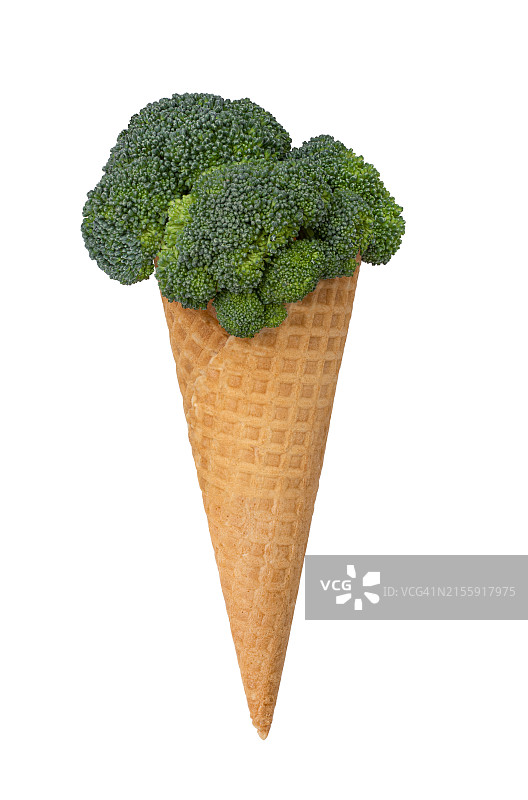西兰花冰淇淋甜筒图片素材