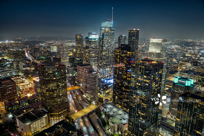 洛杉矶市中心夜景图片素材