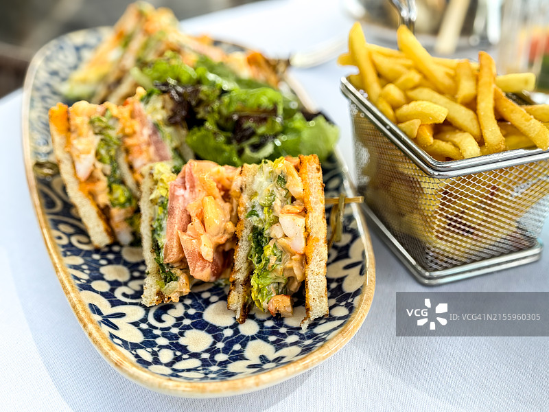 辣味虾仁俱乐部三明治图片素材