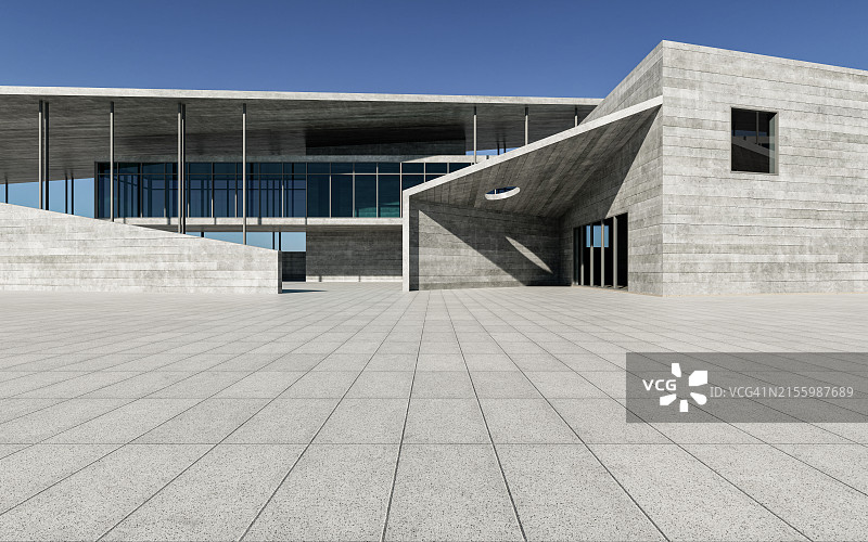 混凝土建筑的空旷方形正面图片素材