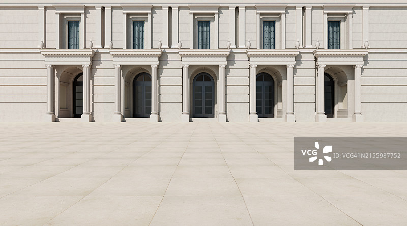 带有大理石广场的古典建筑外观图片素材