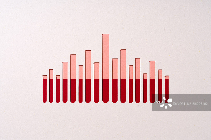 相同液位的血检试管（纸艺）图片素材