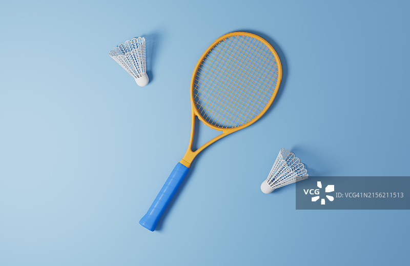 3D渲染羽毛球和羽毛球拍图片素材