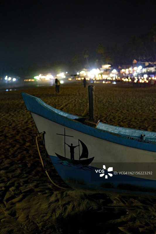夜晚停泊的渔船图片素材