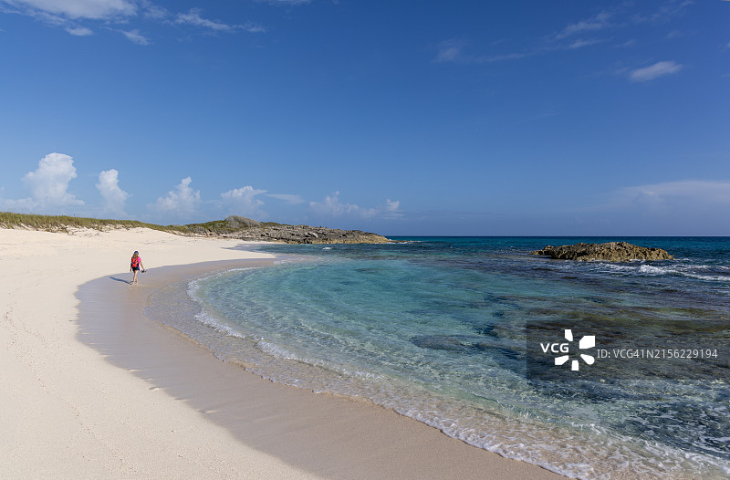 斯托金岛海滩远足，埃克苏马群岛，巴哈马图片素材