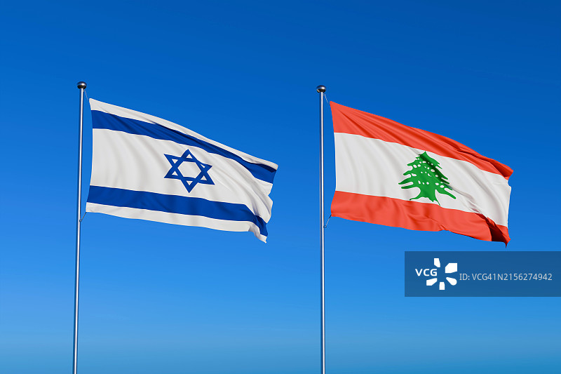 以色列和黎巴嫩国旗图片素材