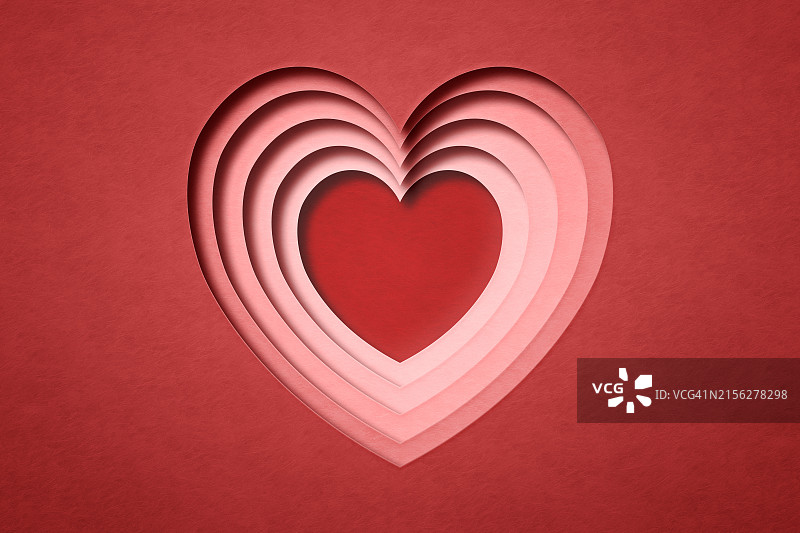 红色爱心剪纸背景图片素材
