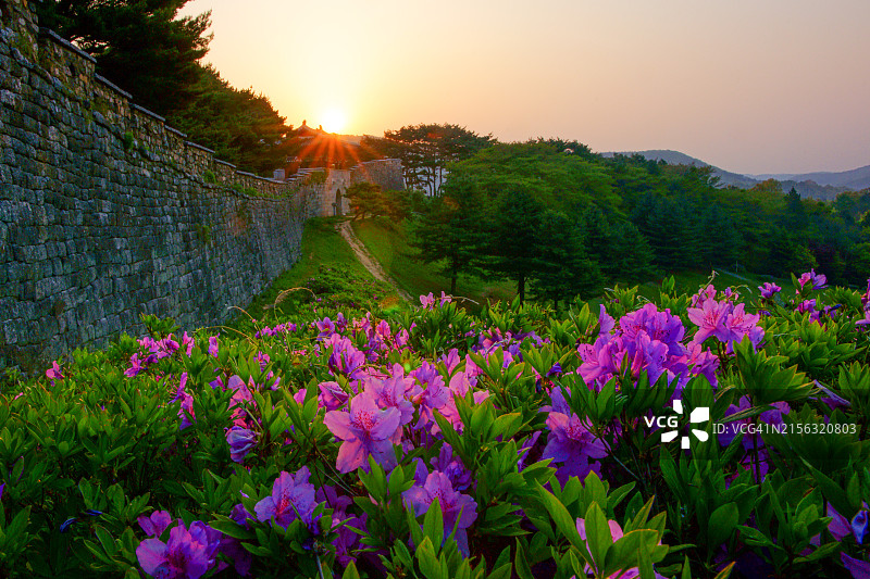 上党山城，清州市，忠清北道图片素材