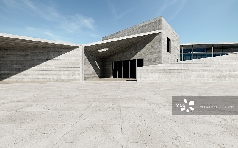 混凝土建筑的空旷方形正面图片素材