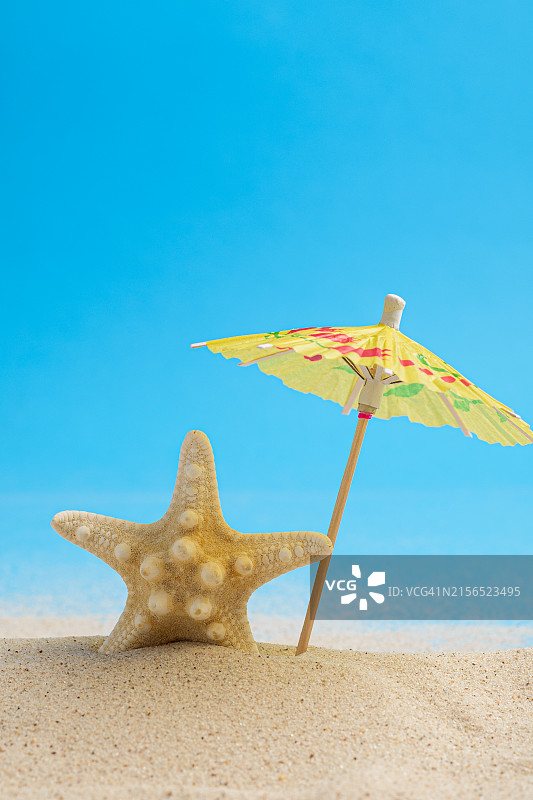 晴空映衬下的海滩美景图片素材