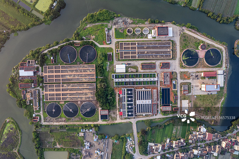 污水处理厂航拍图片素材