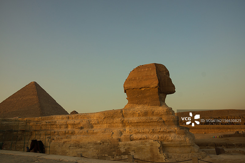 吉萨狮身人面像和金字塔，埃及开罗图片素材