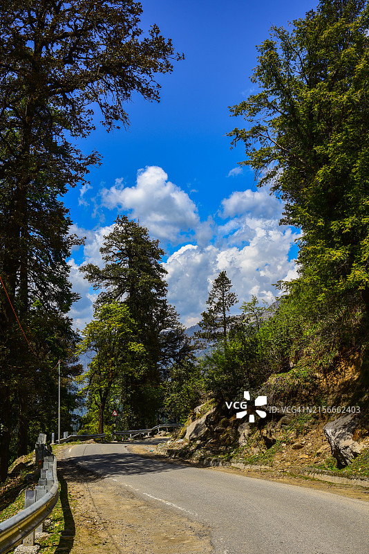 高山绿色森林蓝天白云美景图片素材