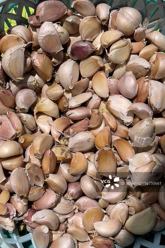 一堆新鲜蒜瓣的特写图像图片素材