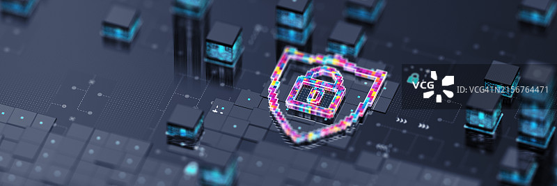 多层安全系统概念锁形盾牌图片素材