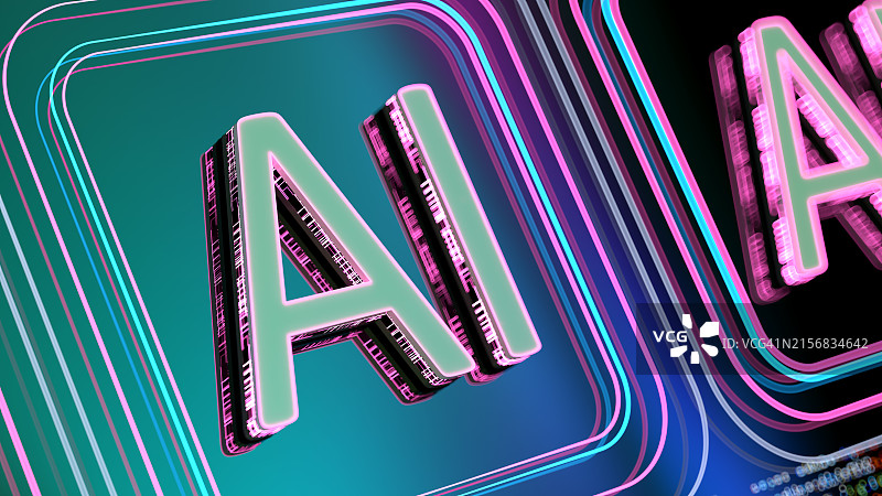 AI - 人工智能，数字背景上的文字图片素材