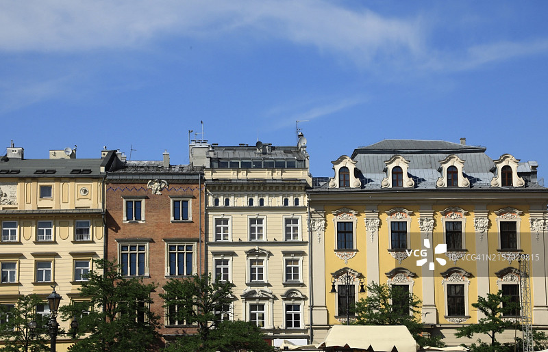 克拉科夫主广场（Rynek Glowny广场）沿线的华丽建筑图片素材