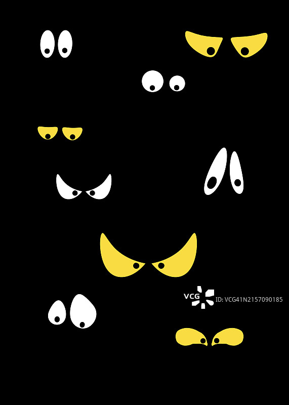 黑色背景上的万圣节眼睛图片素材