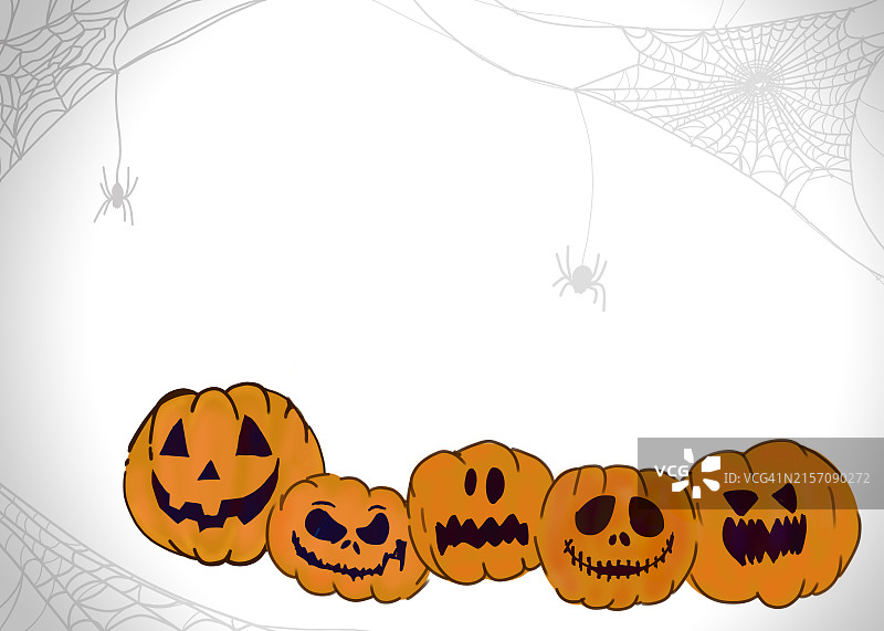 白色背景上的各种南瓜灯插图图片素材