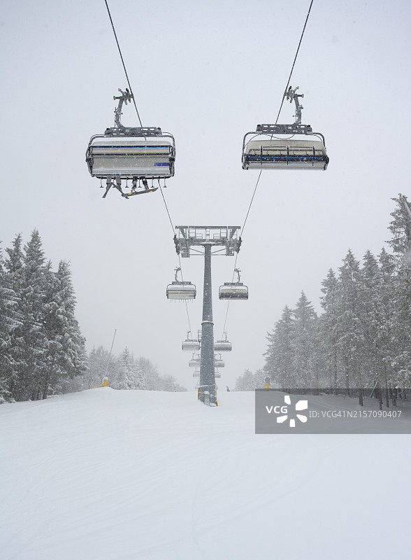 德国北莱茵-威斯特法伦州温特贝格：绍尔兰地区的滑雪缆车图片素材