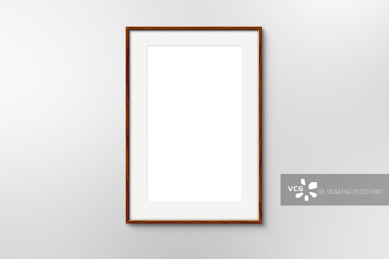 带衬垫的空白胡桃木细边相框图片素材