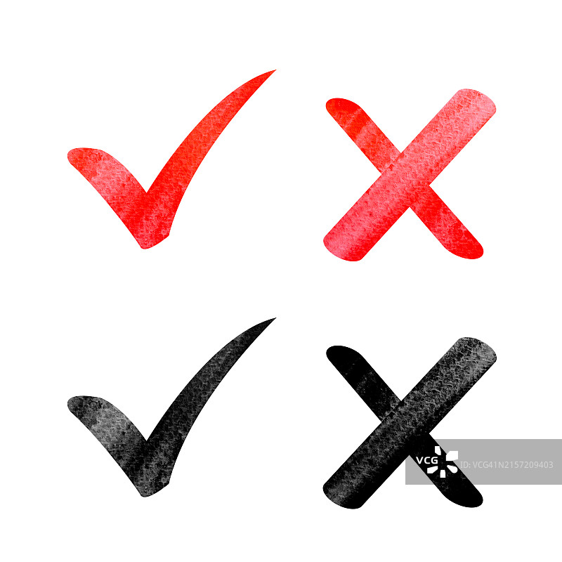 对与错标志水彩笔触图片素材