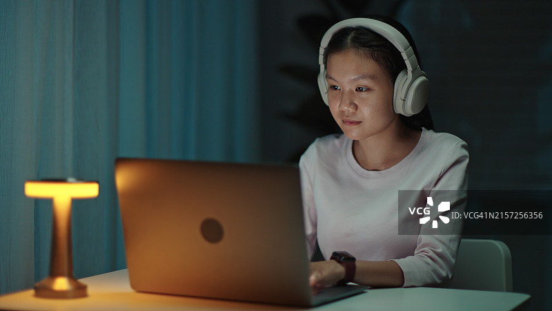 使用笔记本电脑的少女图片素材