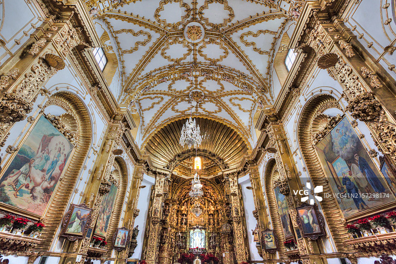 特拉斯卡拉州奥科特兰圣母大教堂内部，墨西哥，北美图片素材