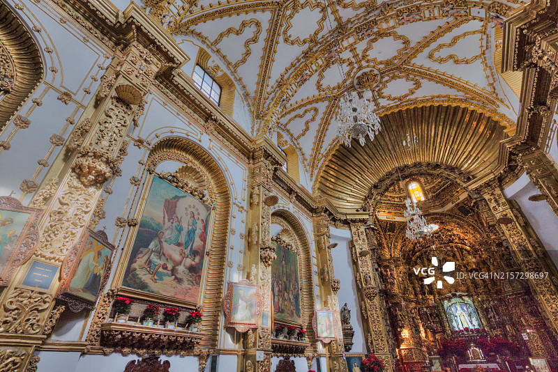 特拉斯卡拉州奥科特兰圣母大教堂内部，墨西哥，北美图片素材