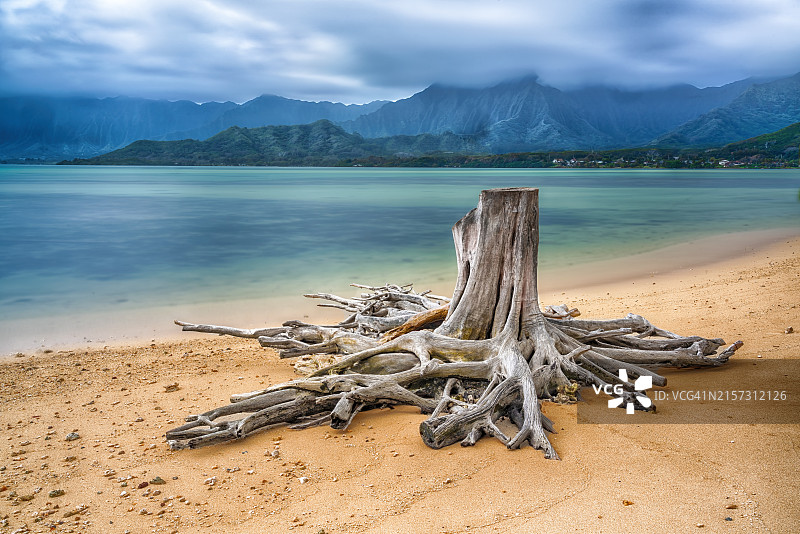 美国夏威夷卡内奥赫湖景风光图片素材