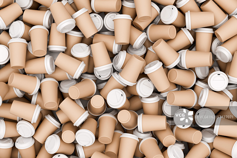 棕色米色纸咖啡杯背景3D图案图片素材