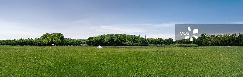 绿色草原和蓝色天空图片素材