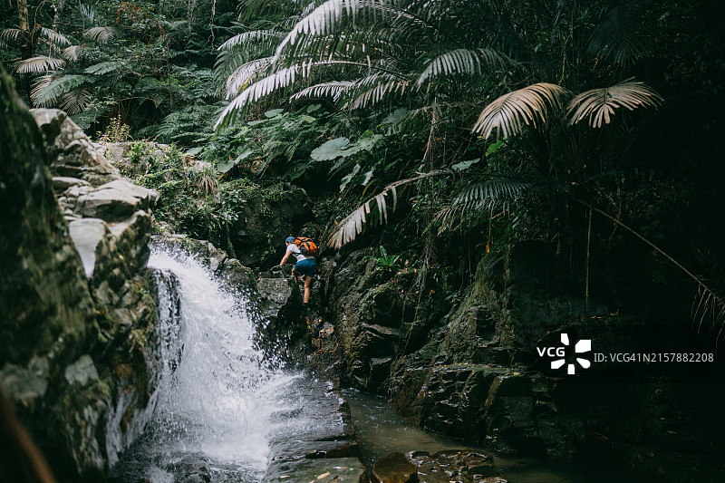 冲绳岛丛林瀑布徒步（日本）图片素材