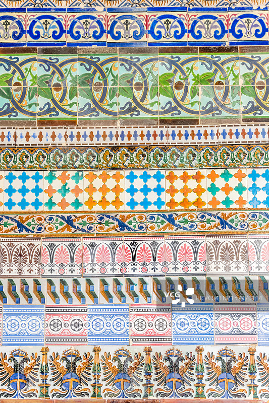 塞维利亚王宫的墙壁马赛克细节图片素材