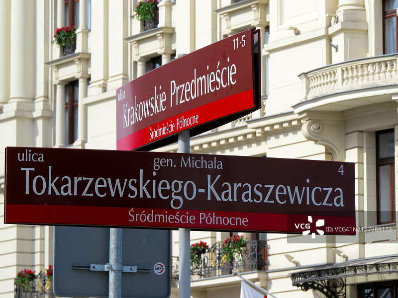 华沙街道名称路标图片素材