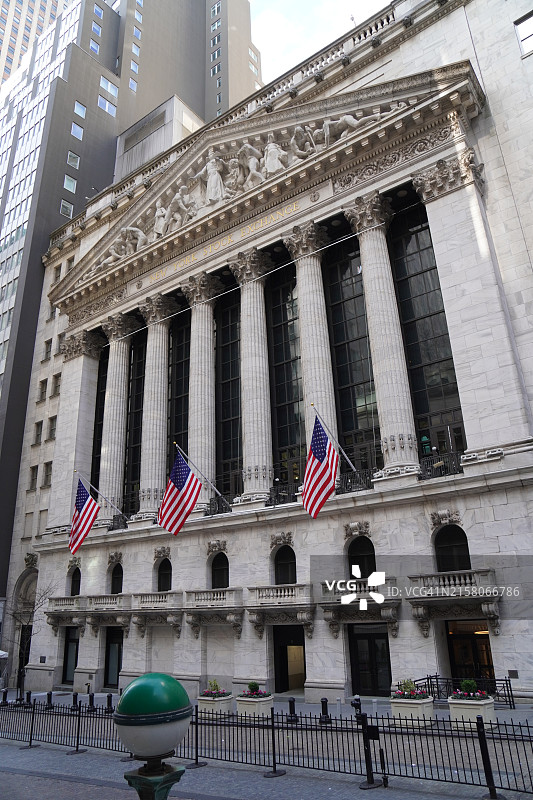 纽约证券交易所大楼，旗帜，纽约市，美国图片素材