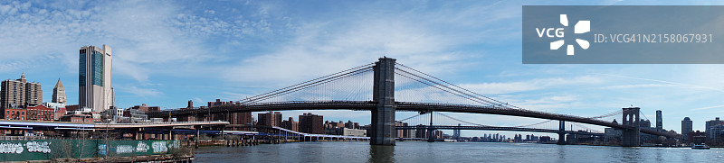 美国纽约布鲁克林大桥全景图片素材