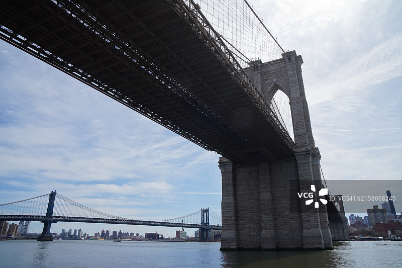 美国纽约市布鲁克林大桥下图片素材