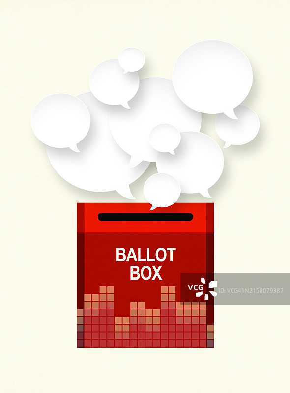 红的投票箱和演讲泡沫图片素材