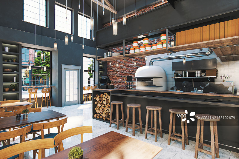 工业风披萨咖啡馆图片素材