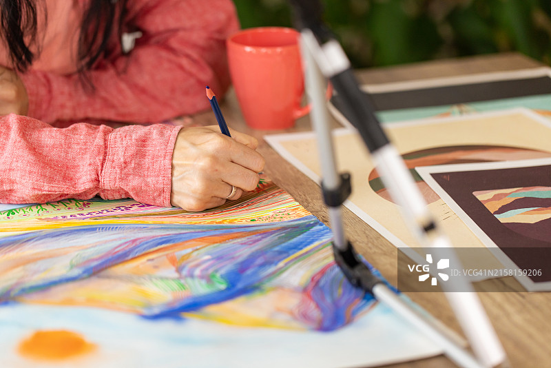 平板电脑上的艺术录制图片素材