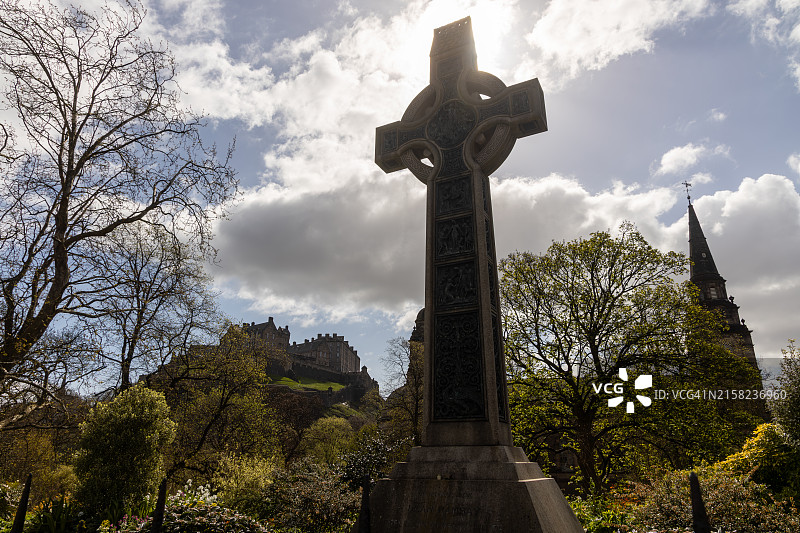 爱丁堡迪安·拉姆齐纪念凯尔特十字架，英国图片素材