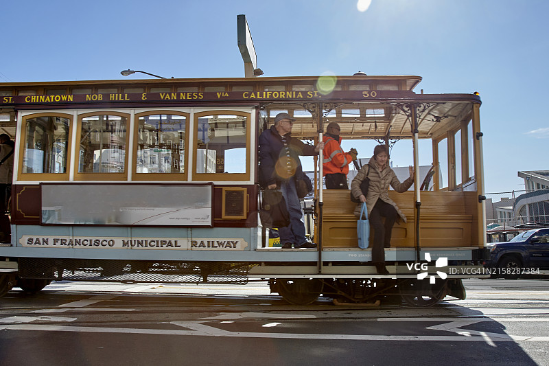 美国加利福尼亚州旧金山的缆车图片素材
