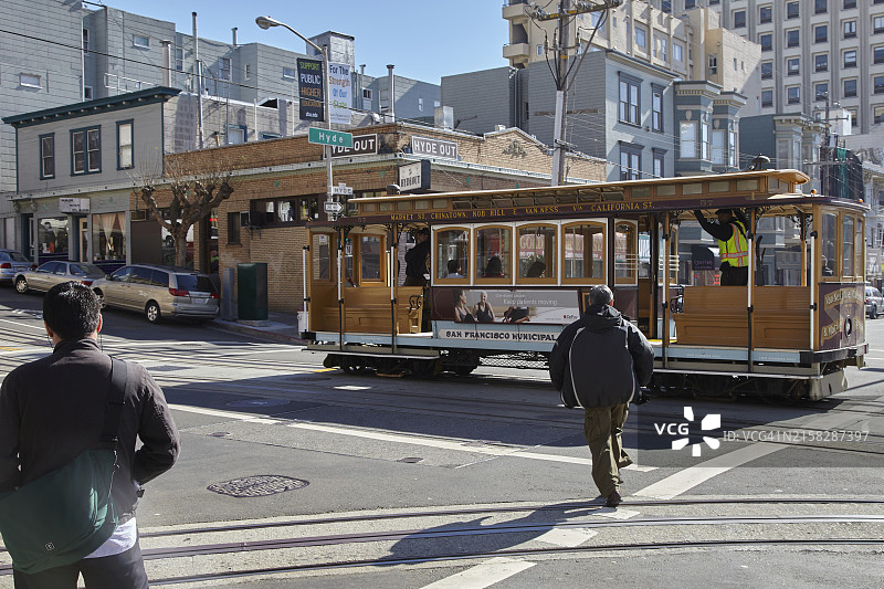 美国加利福尼亚州旧金山的缆车图片素材