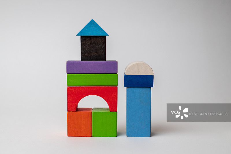 彩色木制积木玩具图片素材
