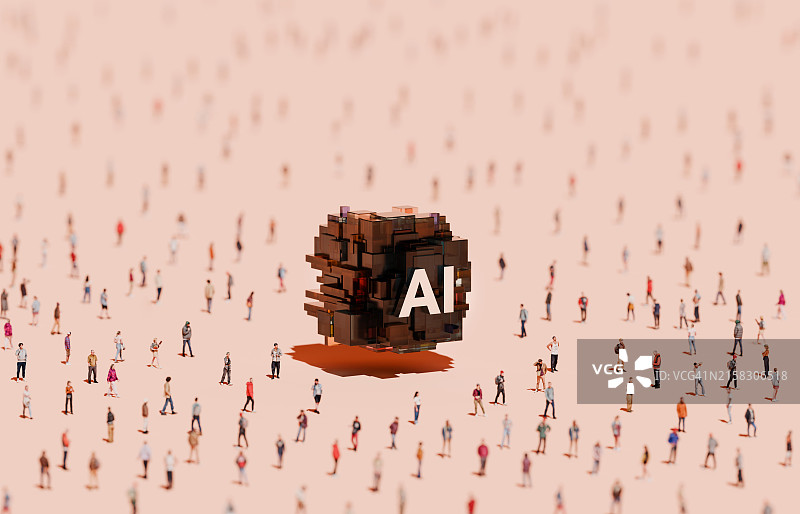 被人群包围的超大AI标志图片素材